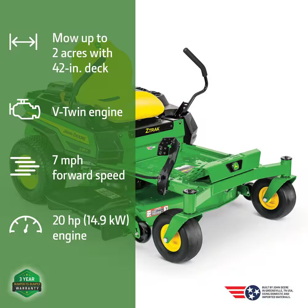 Z315E 42 In. 20 HP Gas Dual Hydrostatic Zero Turn Riding Lawn Mower