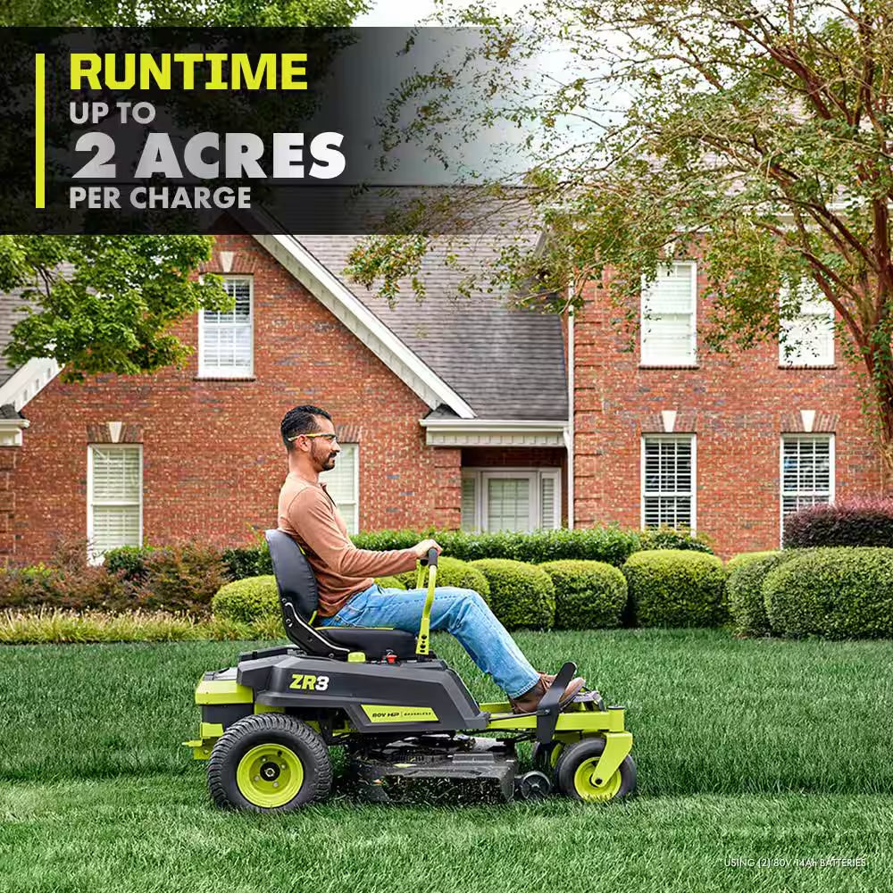 80V HP Brushless 42" Battery Electric Cordless Zero Turn Riding Mower W/ Bagging Kit, (2) 14.0 Ah Batteries and Charger