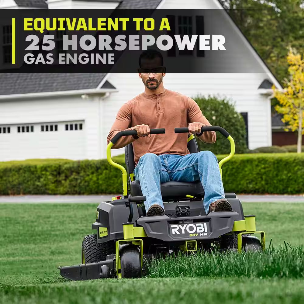 ZR3 80V HP Brushless 42 In. Electric Cordless ZTR Mower W/ Seat Suspension, Armrests, & Headlight-Batteries & Charger